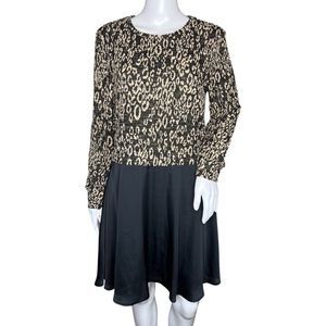 Anthropologie Dolan Dress Womens Medium Tan‎ Black Animal Print Party Office